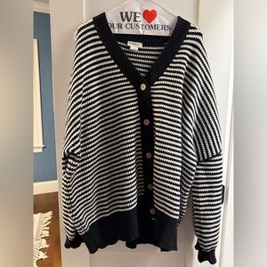 Chic Soul Monochrome Striped Cardigan